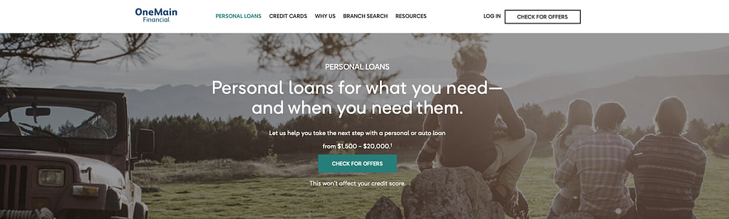 One Main Financial homepage
