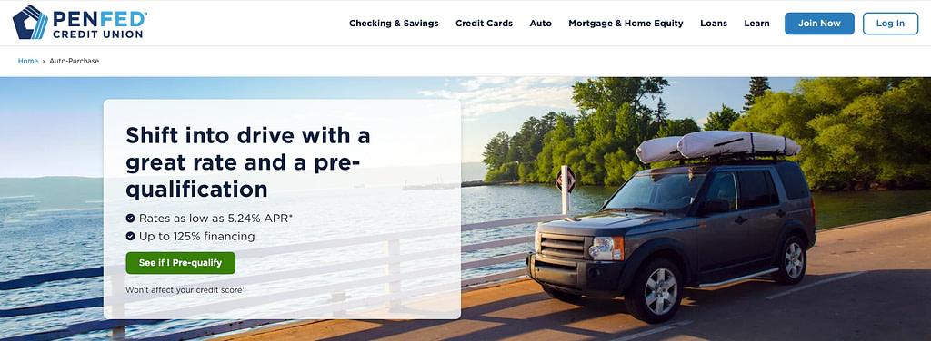 PenFed Auto Loan Page