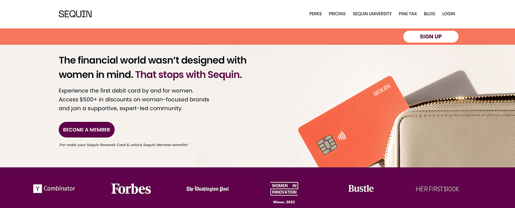 Sequin debit card website