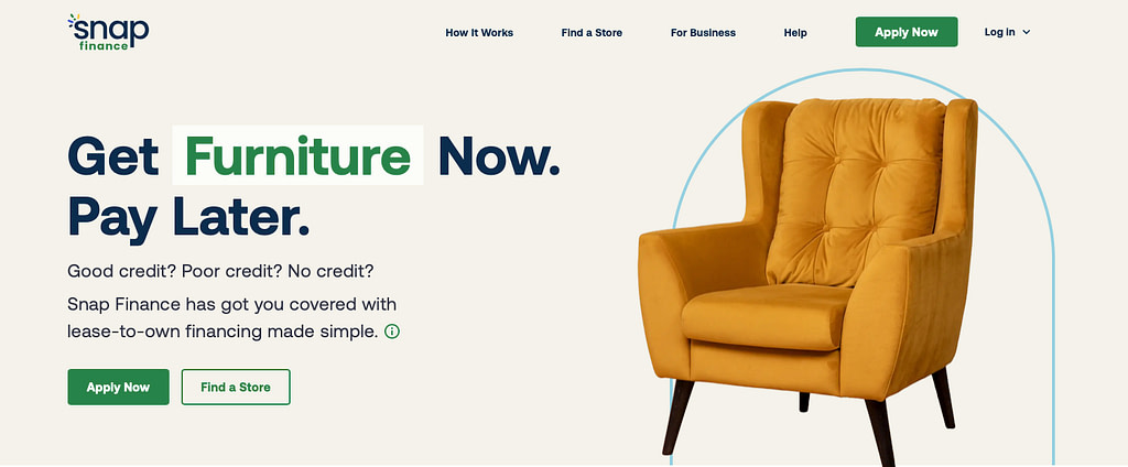 Snap Finance home page