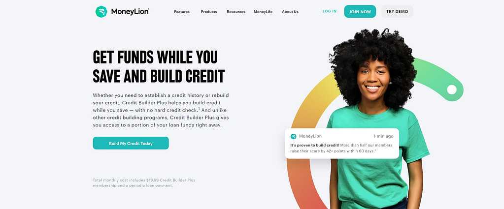 MoneyLion credit builder home page