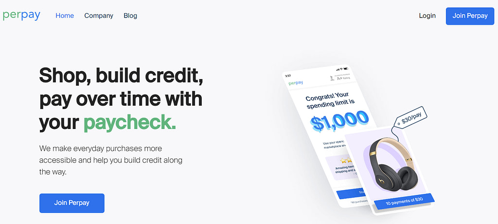 Perpay home page