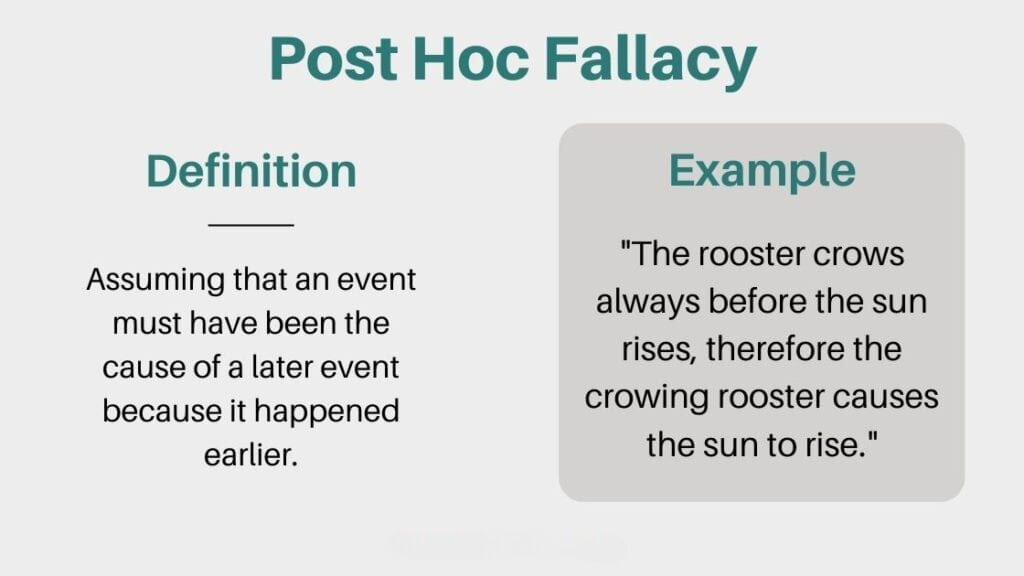 Post Hoc Ergo Propter Hoc Logical Fallacy Definition And Examples
