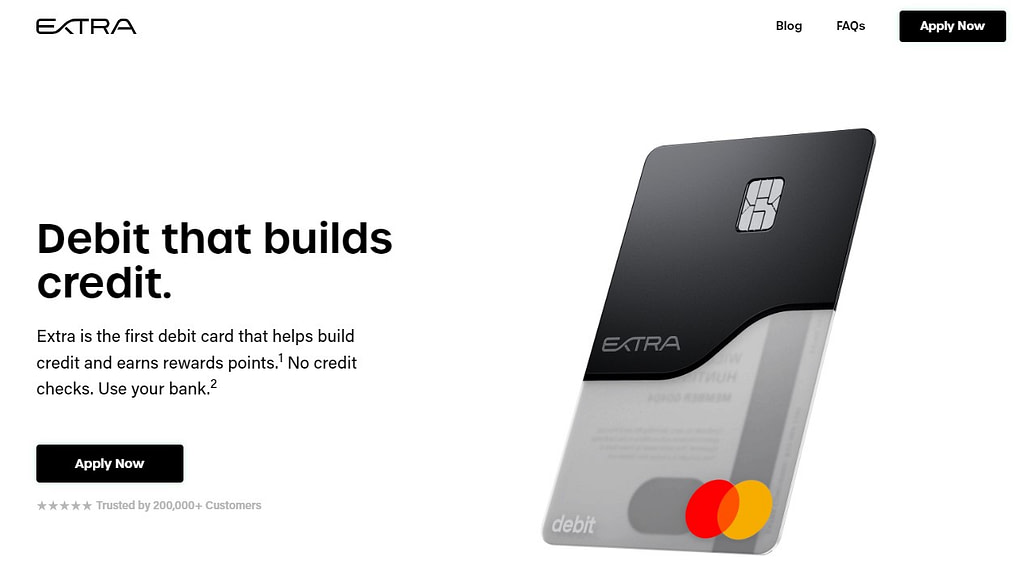 Extra debit card home page