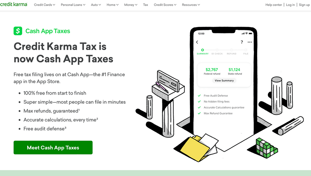 Credit Karma Tax Homepage