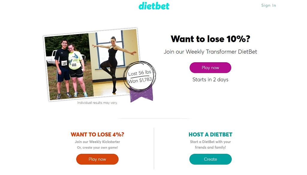 DietBet homepage