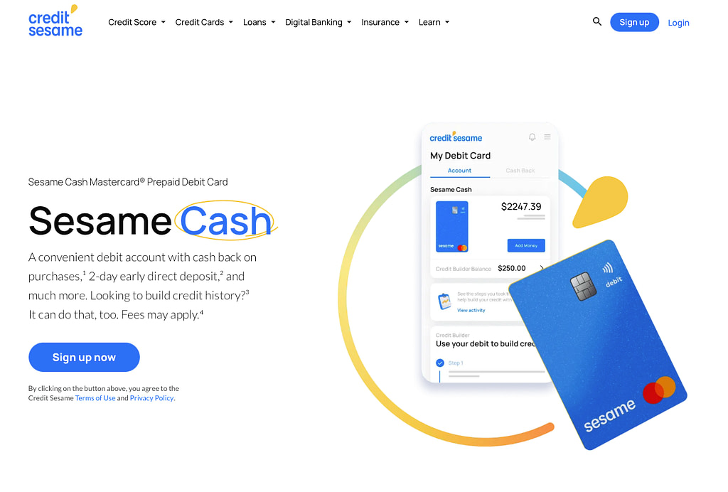 Sesame Cash homepage
