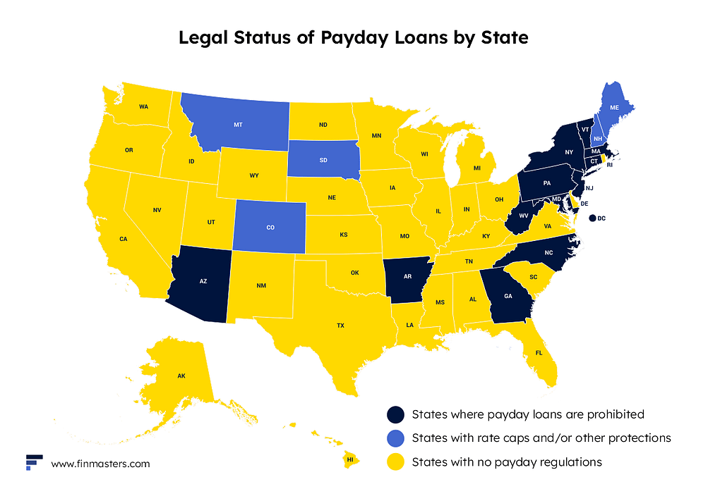 Legal status of payday loans by state