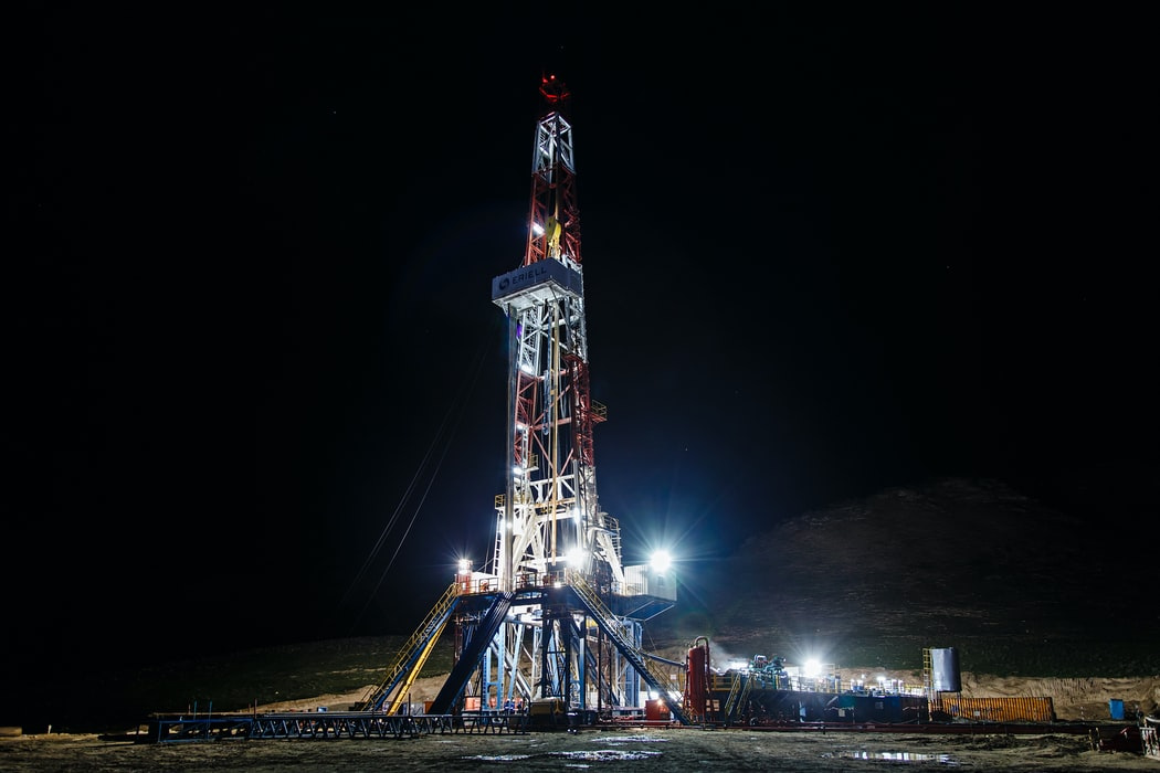 Oil rig at night