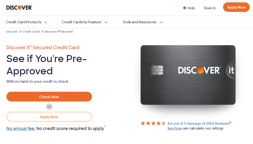 Best credit cards according to Reddit: Discover It Secured page