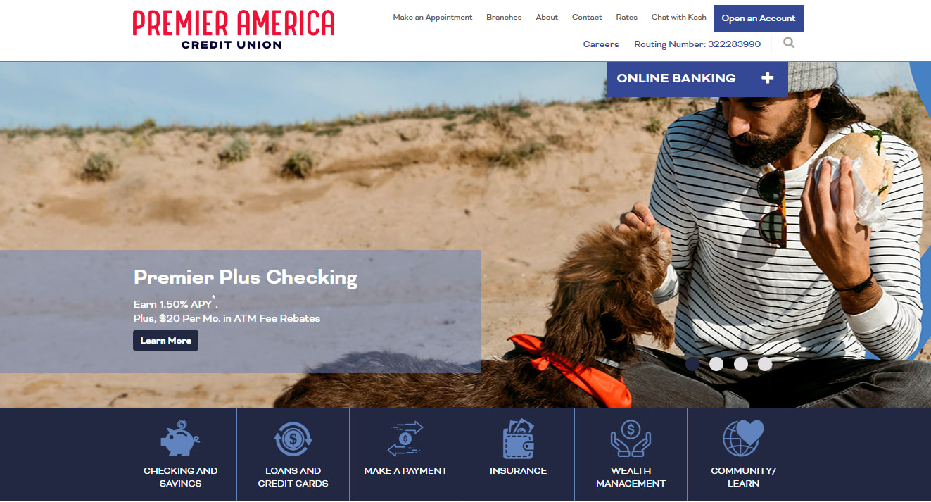 Premier America Credit Union homepage