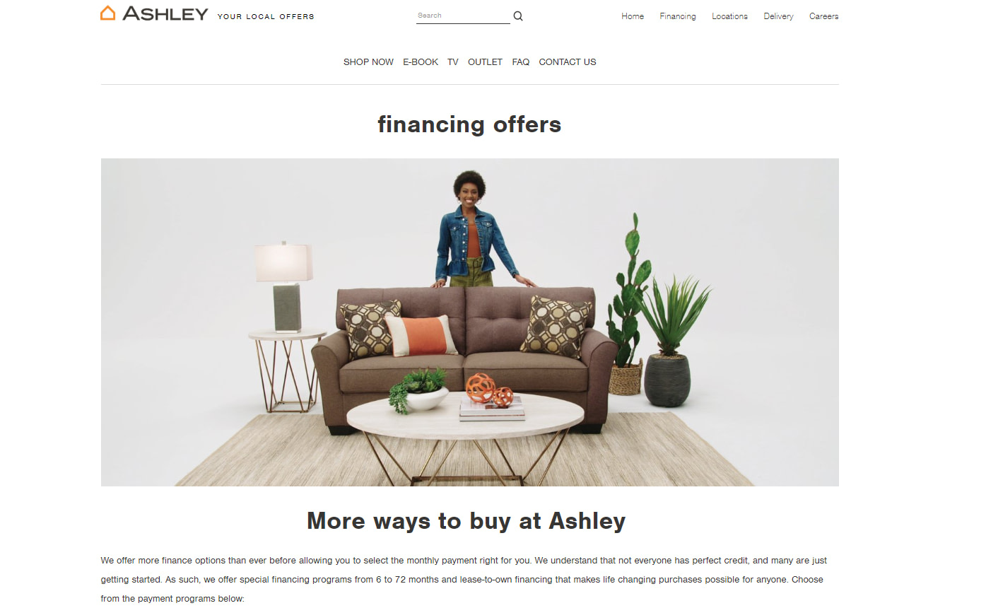Ashley Homestore - Apply for Financing page