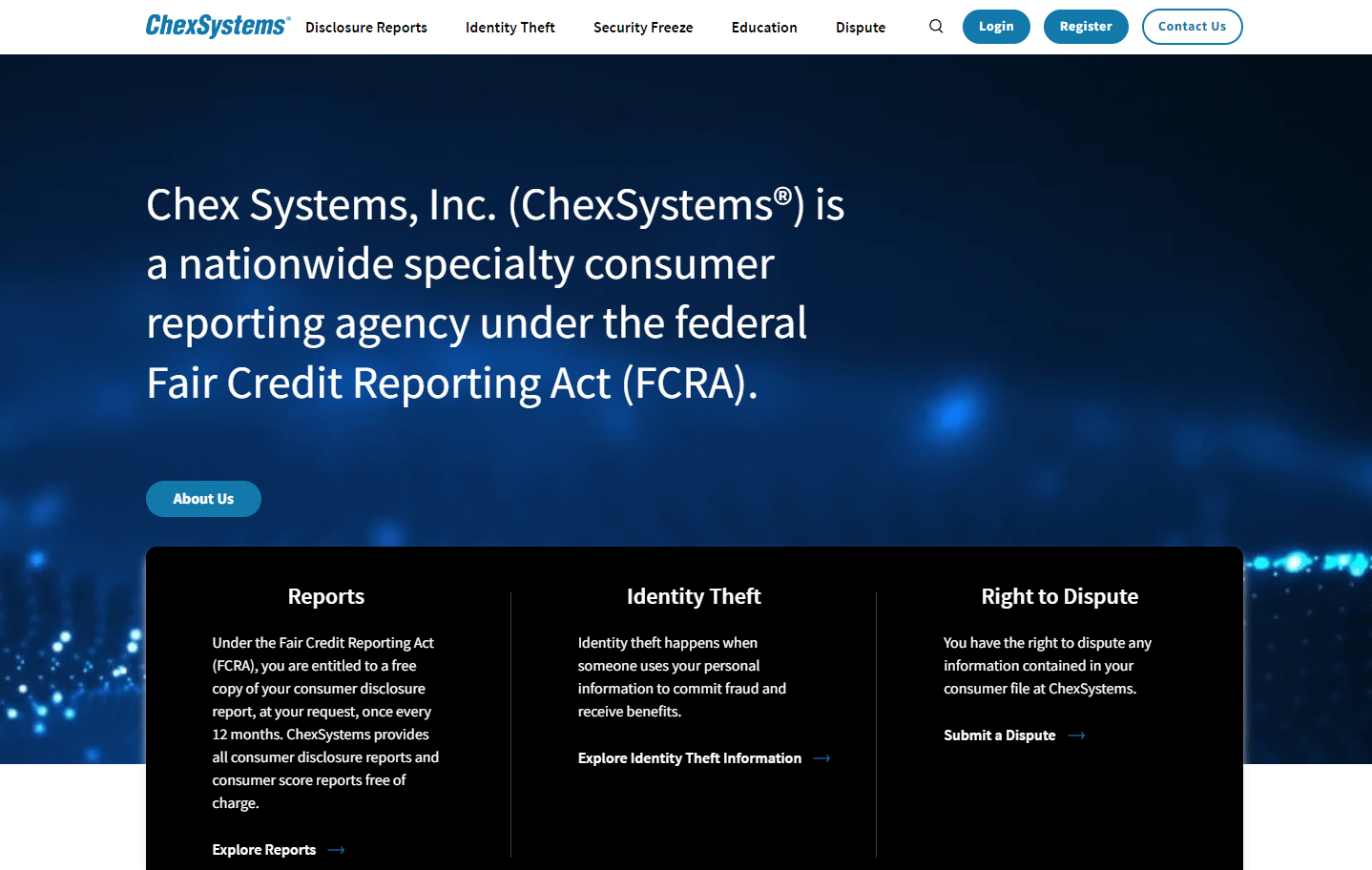 ChexSystems homepage