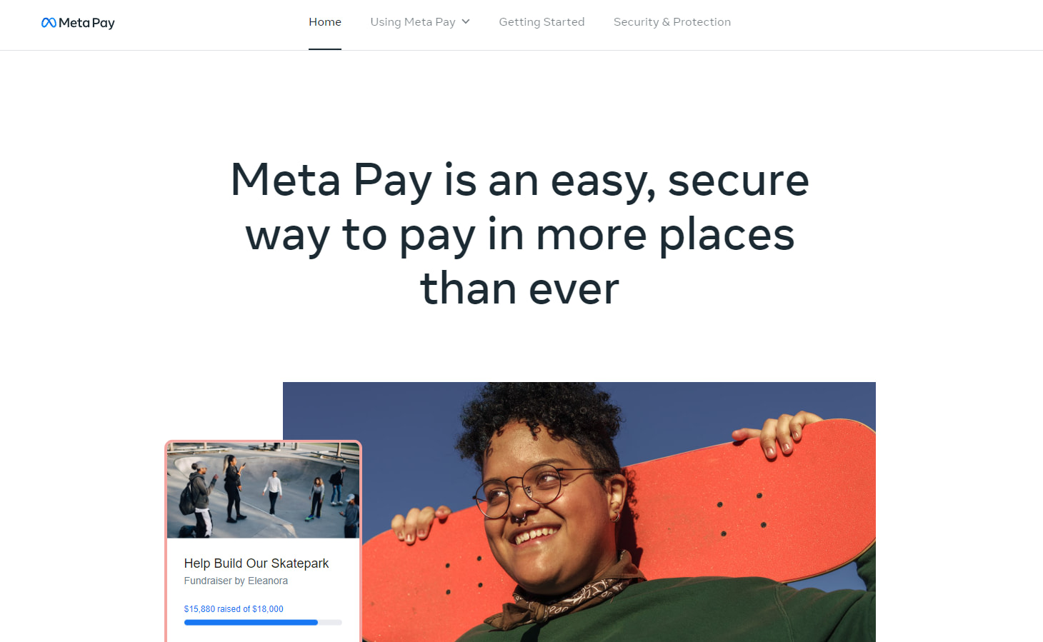 Meta Pay homepage