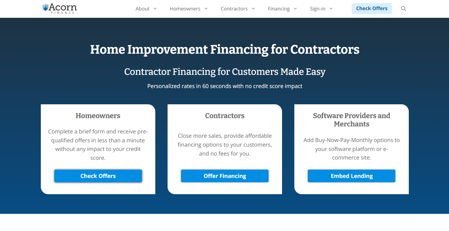 Acorn Finance homepage