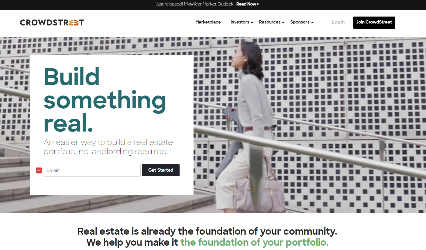 Best real estate investment apps: Crowdstreet homepage