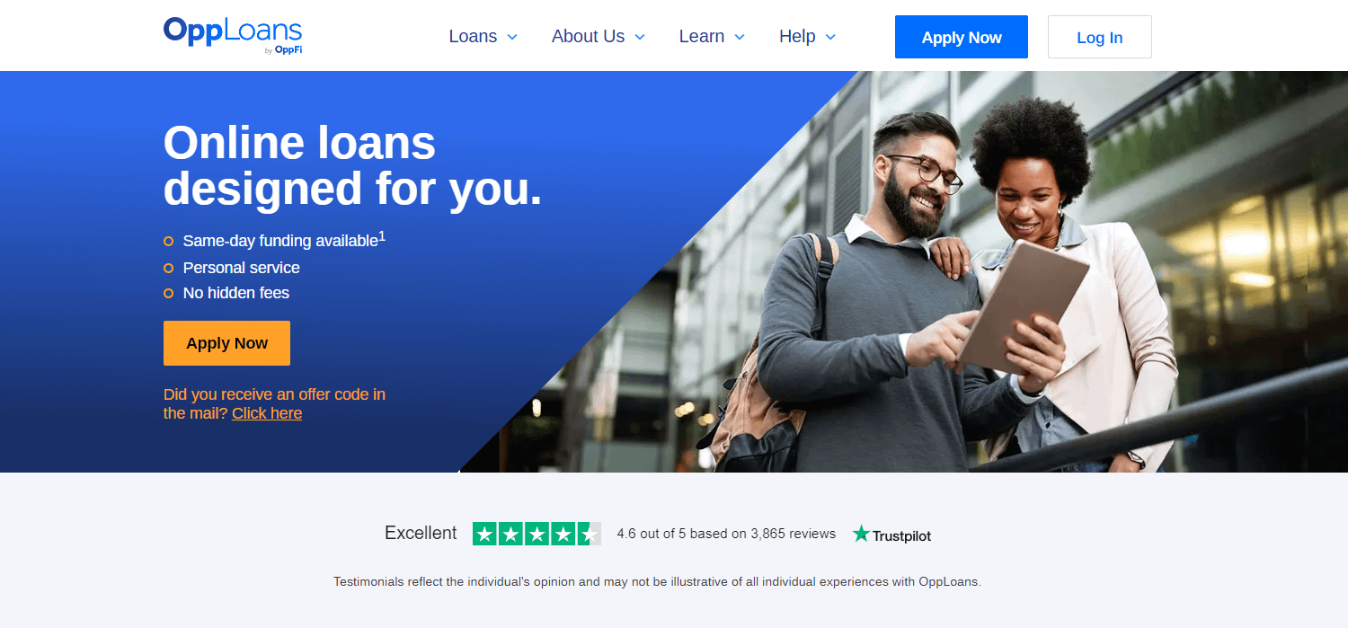 OppLoans homepage