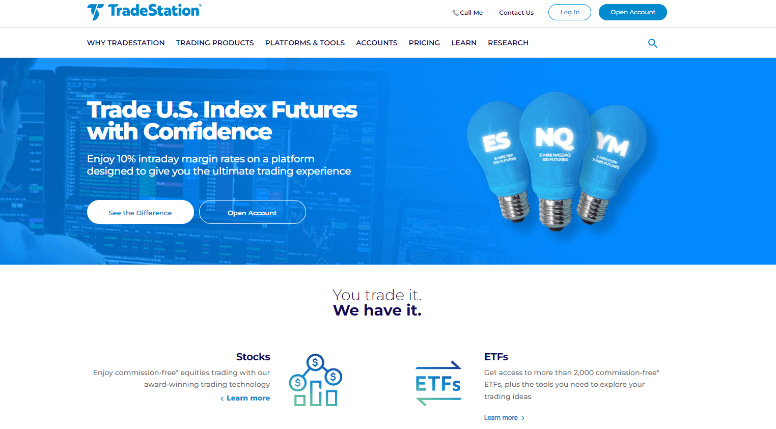 TradeStation homepage