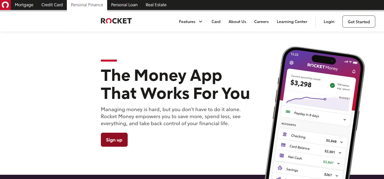 Rocket Money homepage