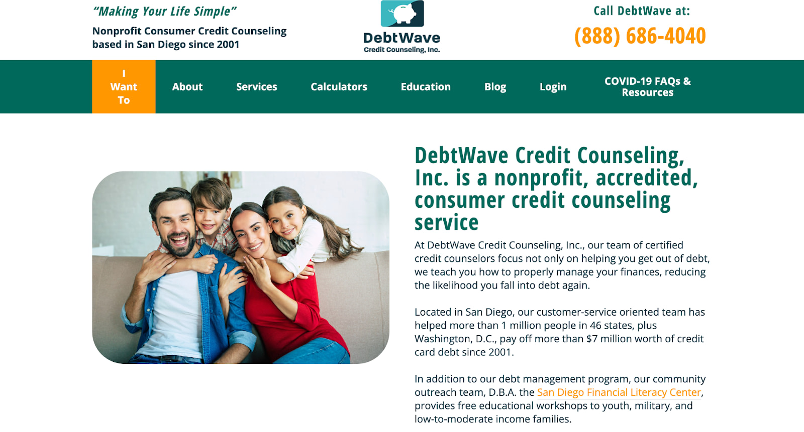 DebtWave Credit Counseling homepage
