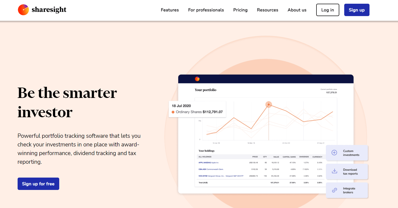 Best portfolio analysis tools: Sharesight homepage