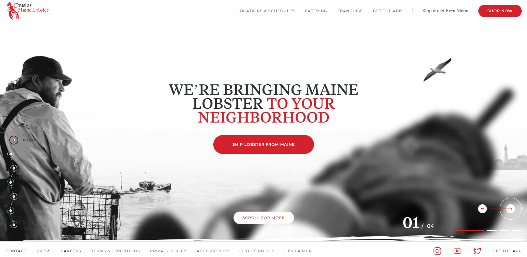Cousins Maine Lobster homepage