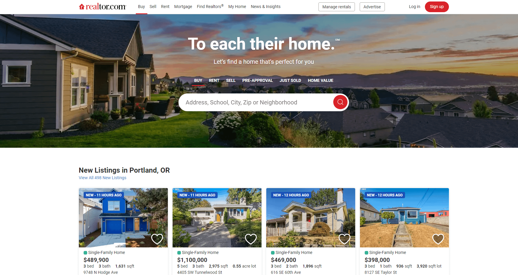 Realtor homepage