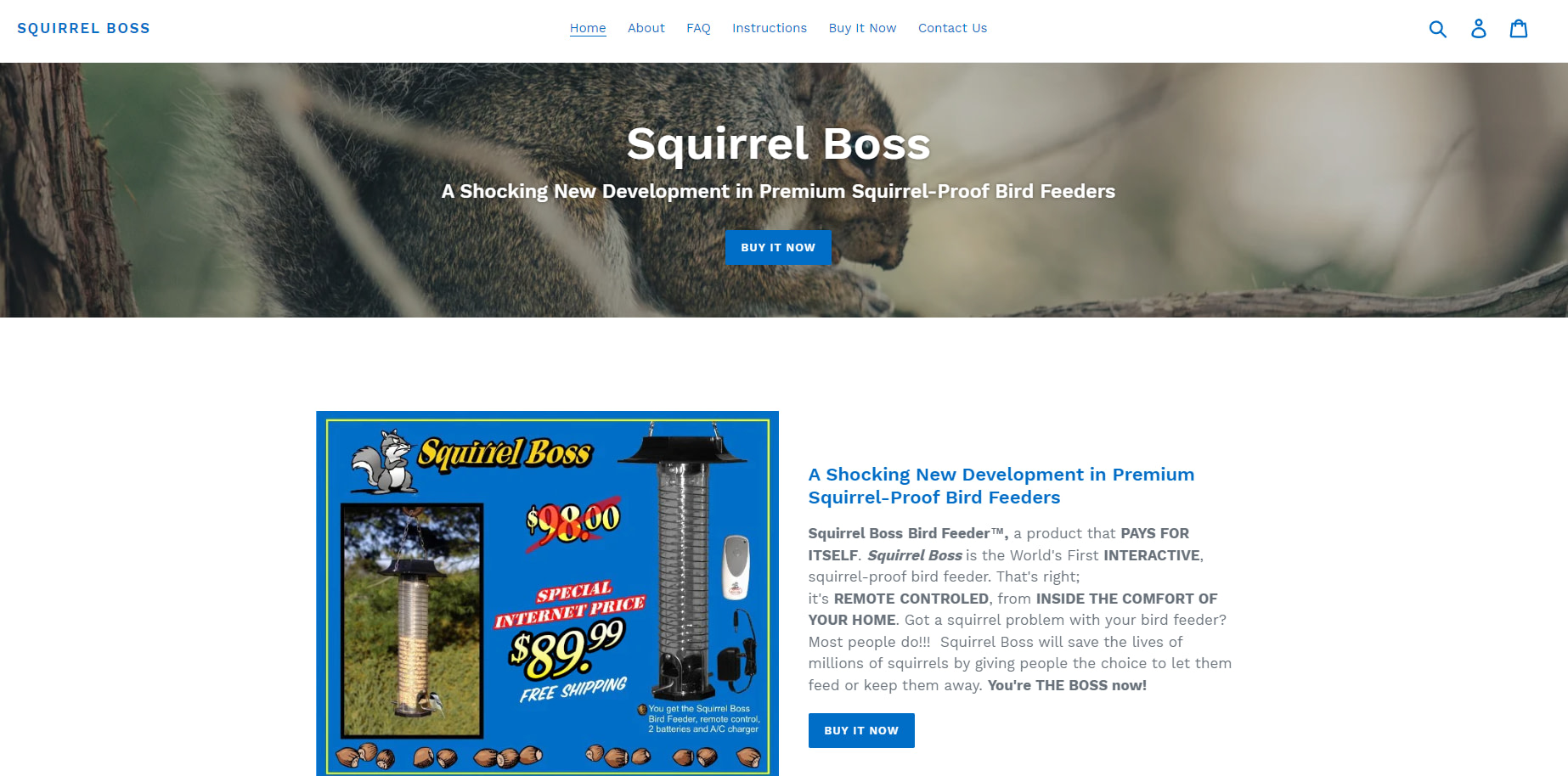 Worst Shark Tank Products: Squirrel Boss homepage