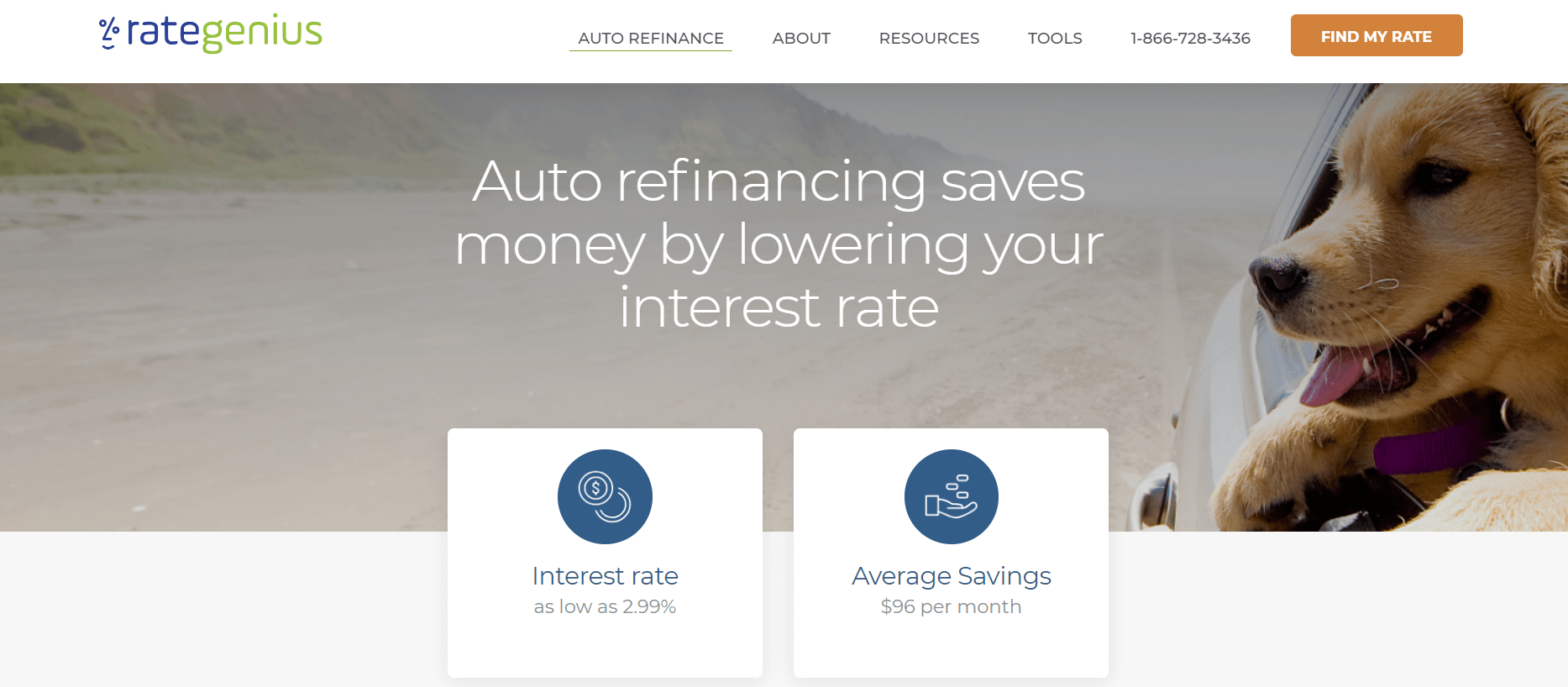 Rate Genius auto refinance page