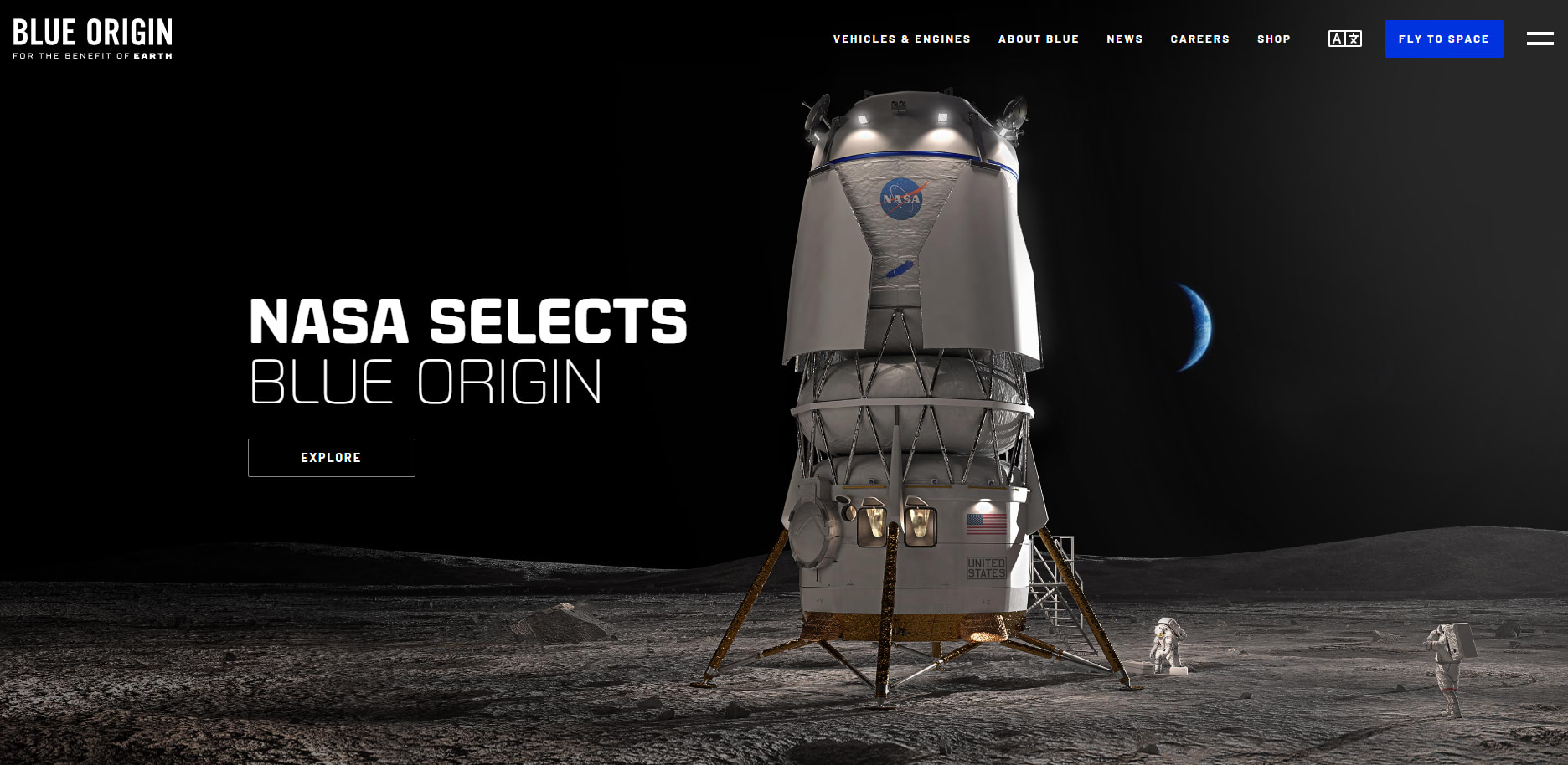 How to buy blue origin stock: Blue Origin homepage