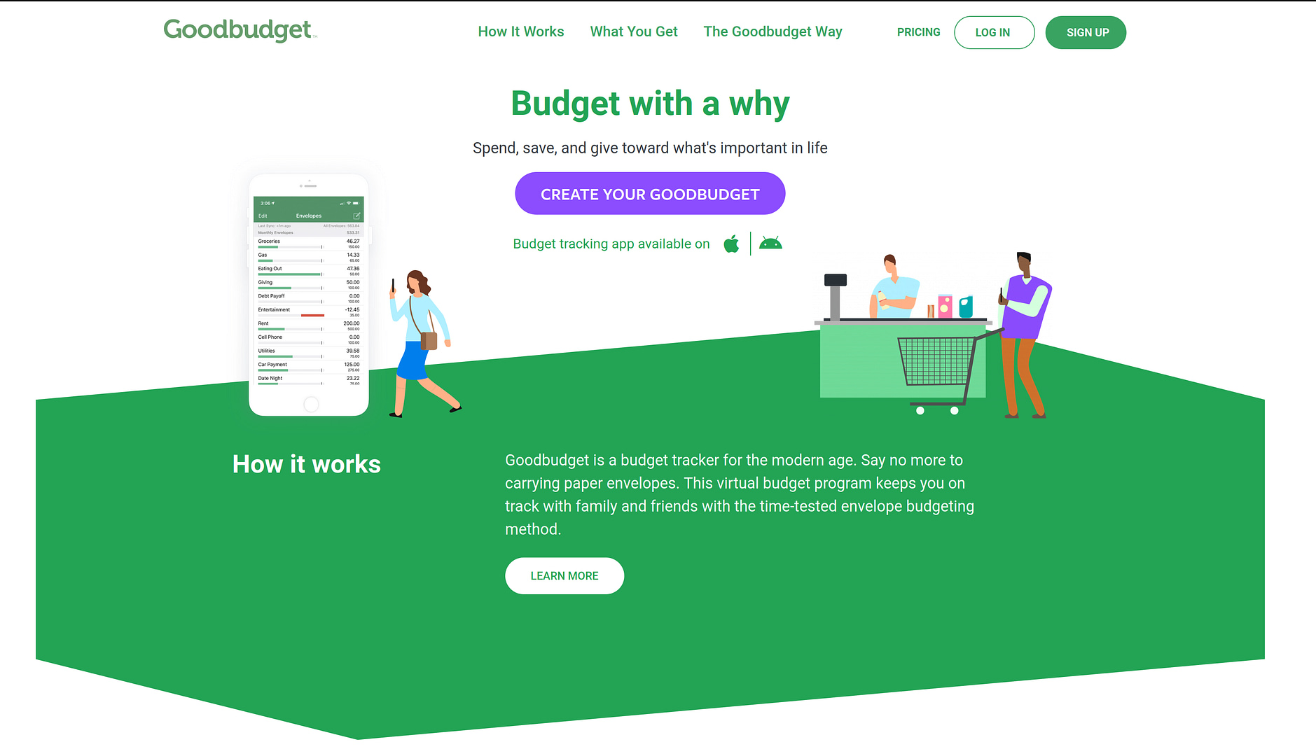 Best Apps for Freelancers: Goodbudget homepage