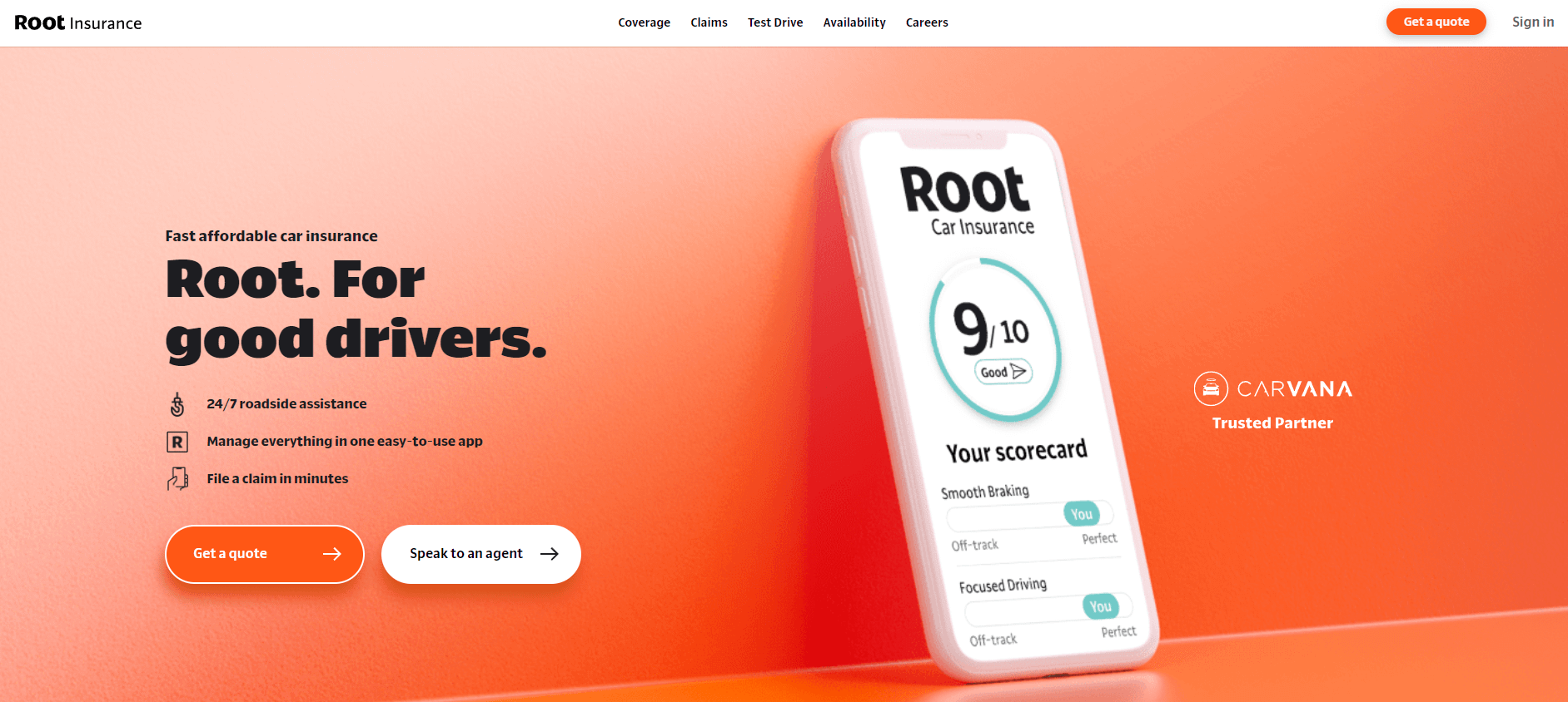 Root Insurance homepage