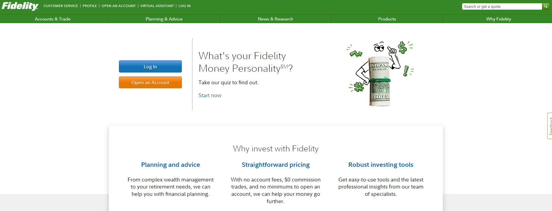 Fidelity homepage