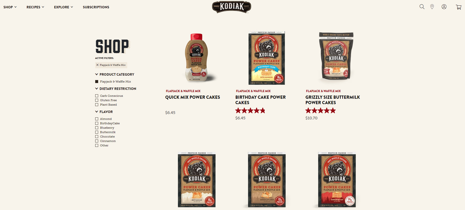 Best Shark Tank Products: Kodiak Cakes homepage