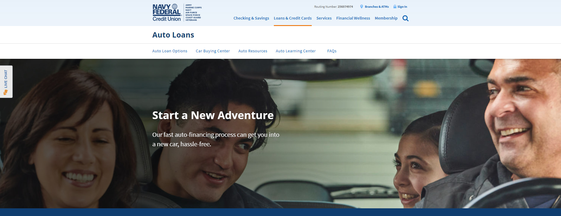 Navy Federal auto loan page