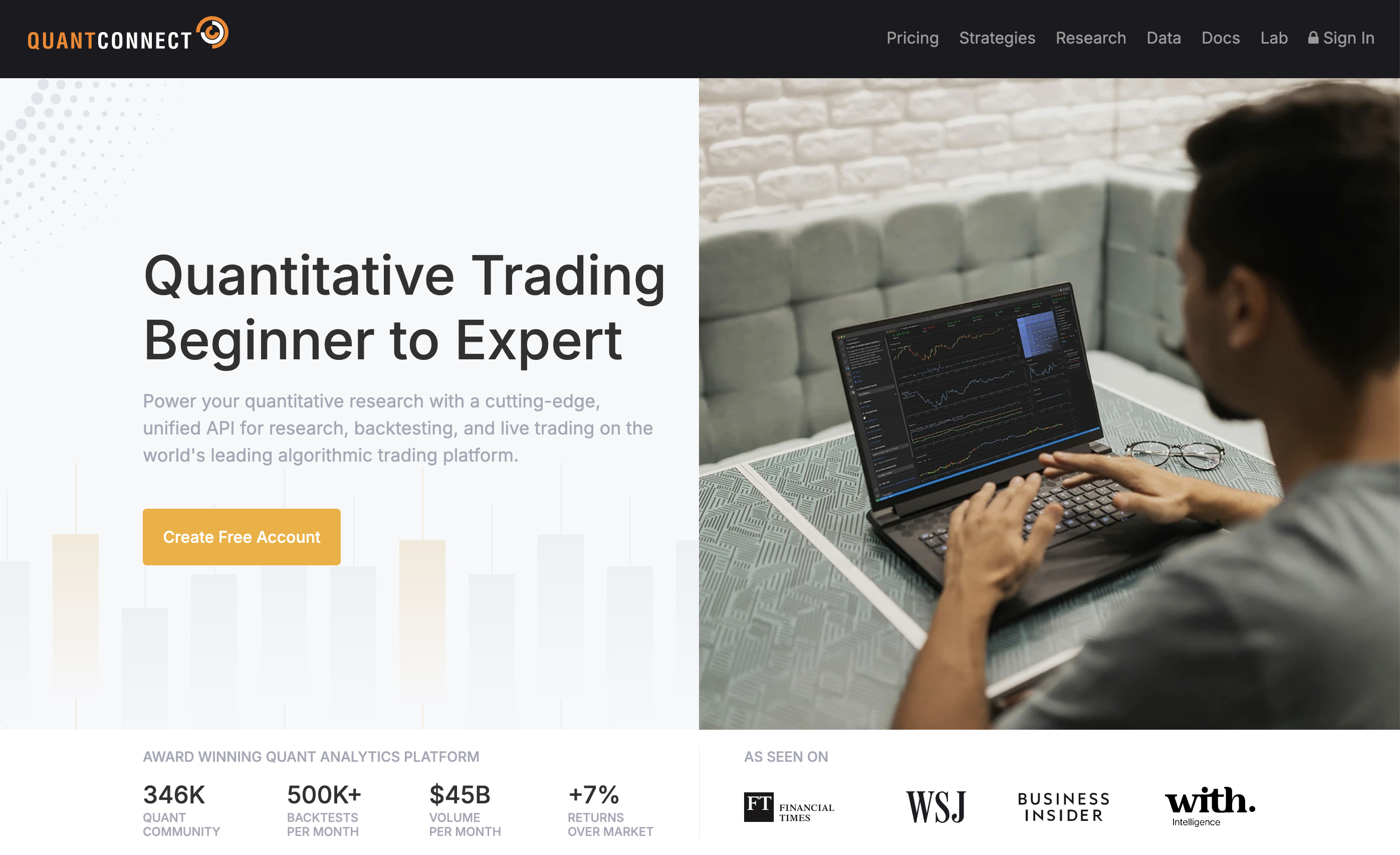 QuantConnect homepage.