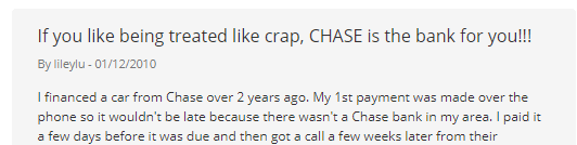 Chase auto loan negative customer review