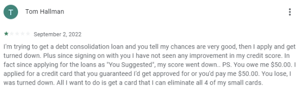 Credit Karma negative customer review