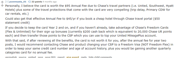 Chase Sapphire Preferred - Reddit