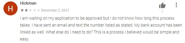 Boom customer review complaining about how long the signup takes.
