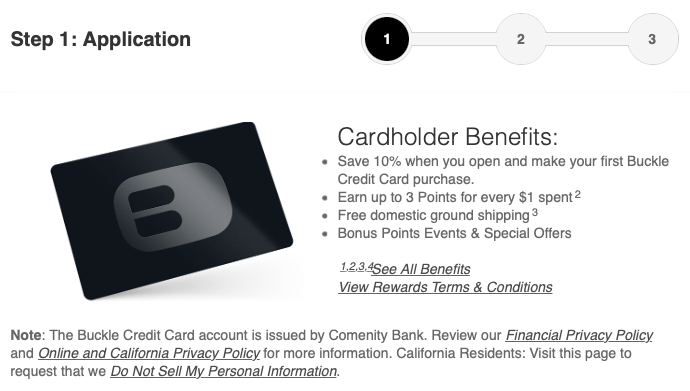 Buckle Credit Card Application