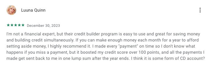 Self Credit Builder Loan positive review on Google Play