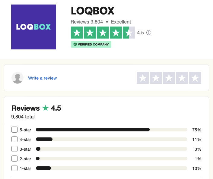LOQBOX trustpilot review