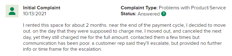 Customer complaint on BBB of Neighbor.com