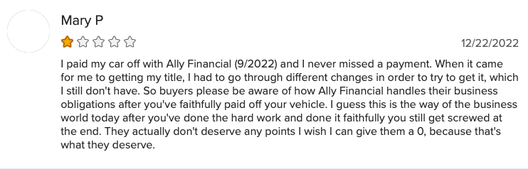 Negative Review of My Ally Auto Loan