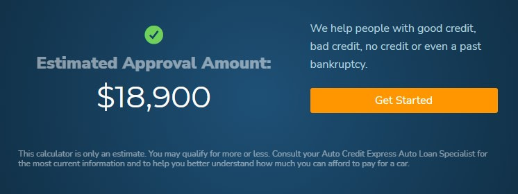Auto Credit Express car loan estimator