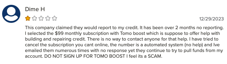 Tomo Card BBB Review