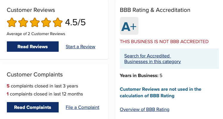 Tradeline Supply Company BBB rating
