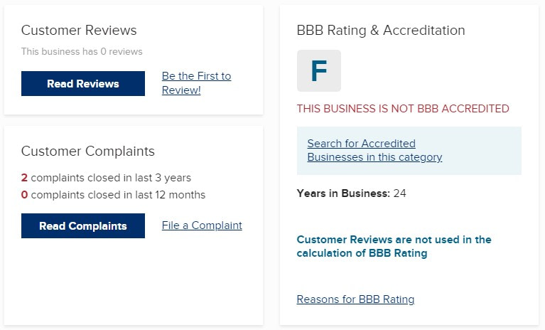 BadCreditLoans.com BBB rating