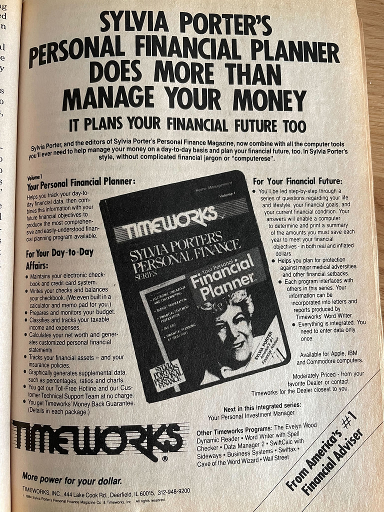 Magazine ad for Sylvia Porter's financial planner 